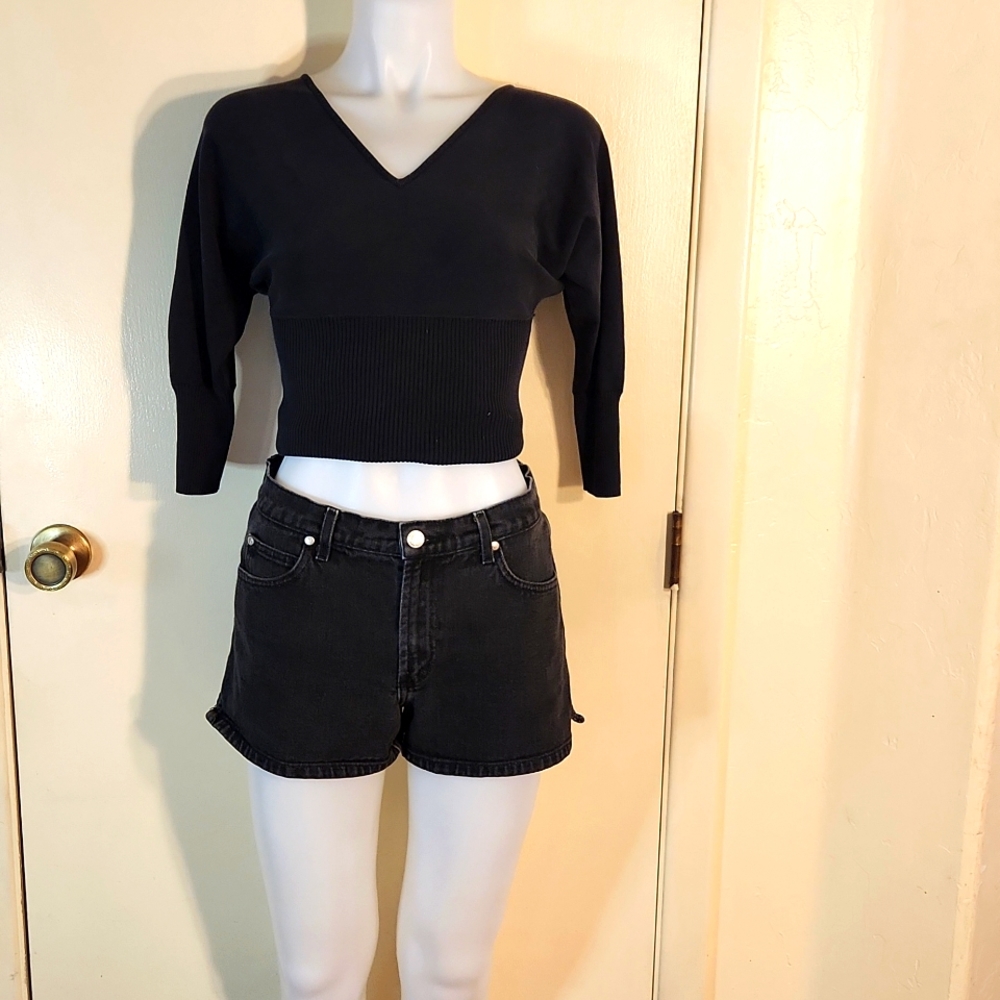 Paris Blues Originals Jean Shorts 3" Inseam Black Cotton Denim Junior's Size 7